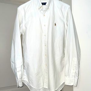 Mens White Button Down Polo by Ralph Lauren